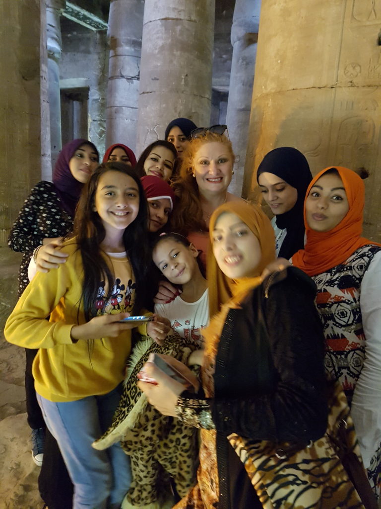 Egypt Tours Rhonnda Fritz With Local Girls in Abydos Temple